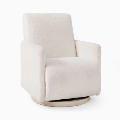 Mia Swivel Glider Performance Chunky Boucle White