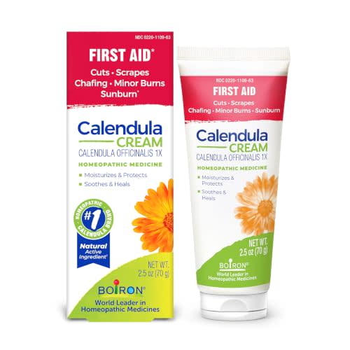 Boiron Calendula Cream for Skin Irritation Relief | For First Aid, Minor Burns, Cuts, Scrapes, Insect Bits and Sunburn. Size: 2.5 oz.