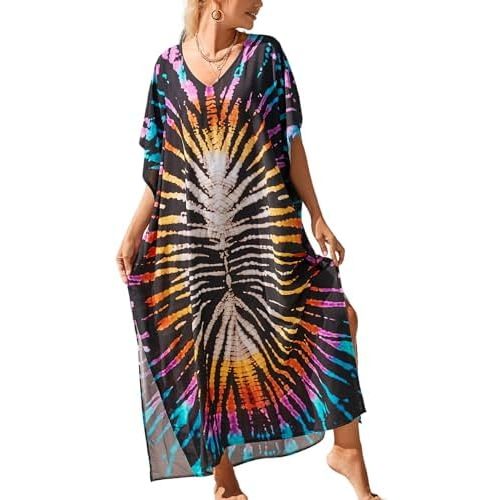Kaftan Dresses for Women Plus Size Bathing Suit Cover up Vneck Batwing Dress Loose fit Moroccan Caftan mumu Dresses