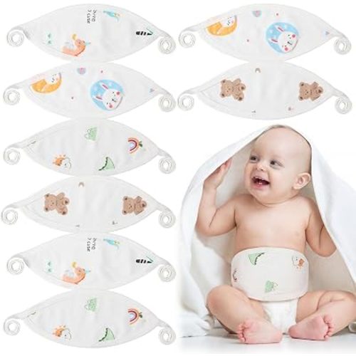 Zhanmai 8 Pcs Newborn Infant Belly Wrap Umbilical Cord Cover Band