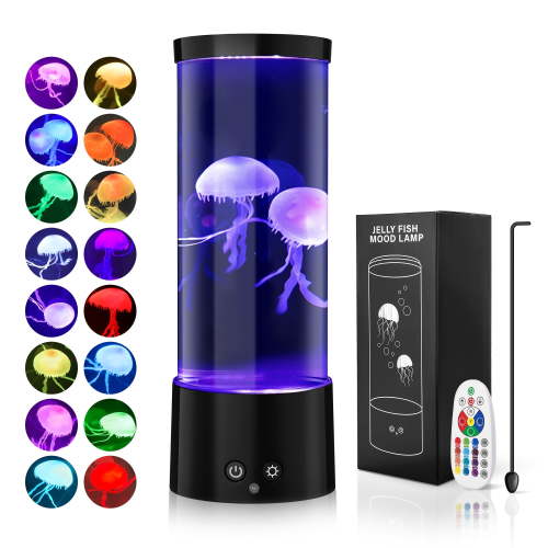 Jellyfish Lamp, GuardWee Jellyfish Aquarium Lamp with 17 Light Effects - Table Lamp Night Light Mood Light with Remote, Jelly Fish Tank Aquarium for Living Room, Christmas Birthday Gifts for Kids