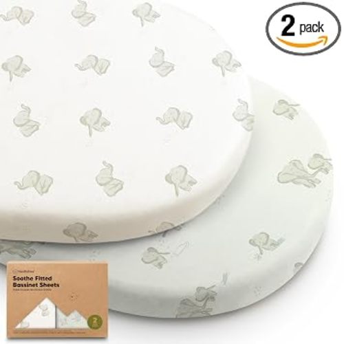 2-pk Organic Baby Bassinet Sheets Boys, Girls, Bassinet Fitted Sheet (Elly) | 100% Cotton Bassinet Mattress Sheets, Compatible with Halo Bassinest Swivel Sleeper, Graco, Baby Delight, Universal Fitted