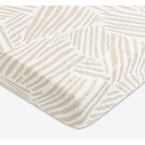 All-Stages Midi Crib Sheet - Oat Stripe