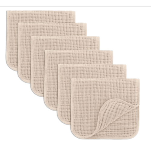 Comfy Cubs Muslin Burp Cloths, Pack of 6 - Sand