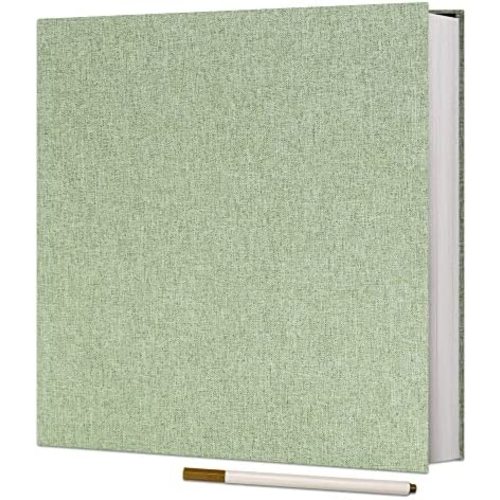 Vienrose Photo Album Self Adhesive 4x6 5x7 3x5 8.5x11 Scrapbook Magnetic Album DIY Scrap Book with A Metallic Pen (13"x12.6"40Pages, Grassgreen)