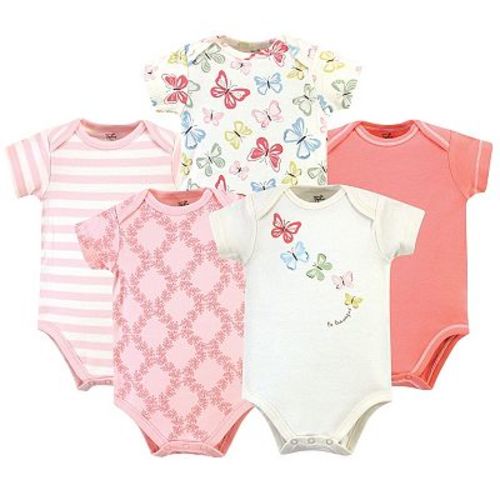 Touched by Nature Baby Girl Organic Cotton Bodysuits 5pk, Butterflies