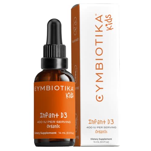 CYMBIOTIKA Kids Infant Vitamin D3 Drops, Liquid Supplement for Infants with Organic Coconut MCT Oil, for Immune Support, Brain Health, Strong Teeth & Bones, 0-12 Months, 28 Servings, 0.5 oz Bottle