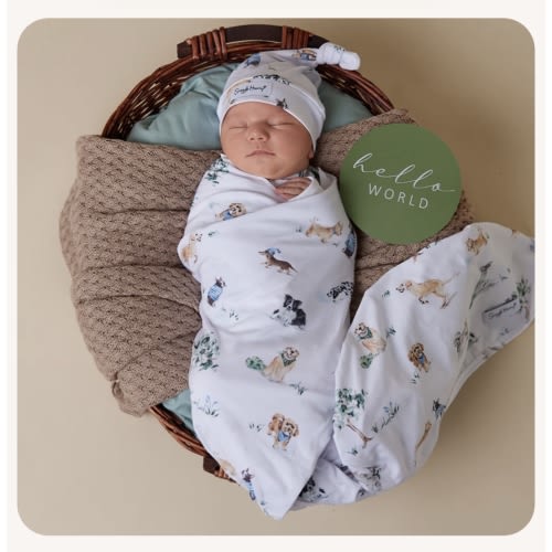 Dog Park Organic Jersey Wrap & Beanie Set | Snuggle Hunny