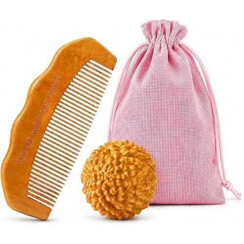 Birth Comb Acupressure Massage Ball Set - Wooden Labor Comb Natural Labor and Delivery Essentials, Mom to Be Gift, New Mom Gifts for Labor Pain Relief