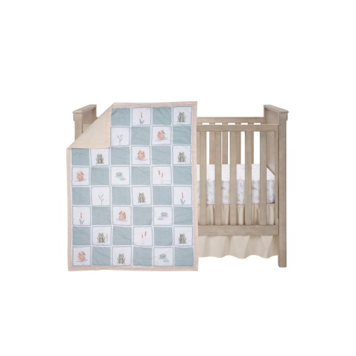 Froggy & Friends Embroidered 3-Piece Baby Crib Bedding Set, One Size