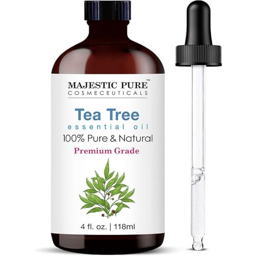 Majestic Pure Essential Oil with Glass Dropper - 100% Pure and Natural - Essential Oils for Diffuser, Aromatherapy, Soap and Candle Making, Tea Tree Essential Oil, Tea Tree Oil, 4 Fl Oz