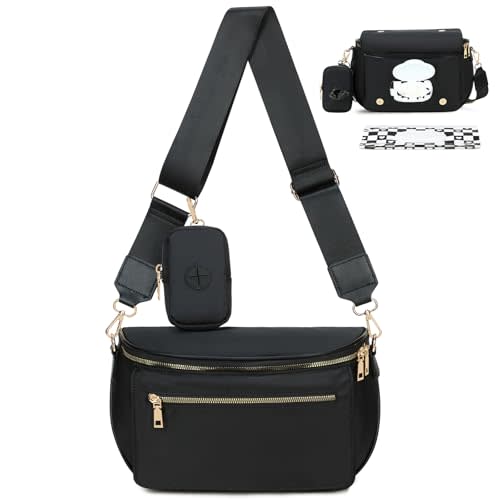 Small Diaper Bag Fanny Pack with Wipes Dispenser for Travel & Quick Trips | Nylon Belt Bag, Built-in Wipes Dispenser, Water-resistant, 8L Expandable Capacity, Hands-free Crossbody Diaper Bag, Black