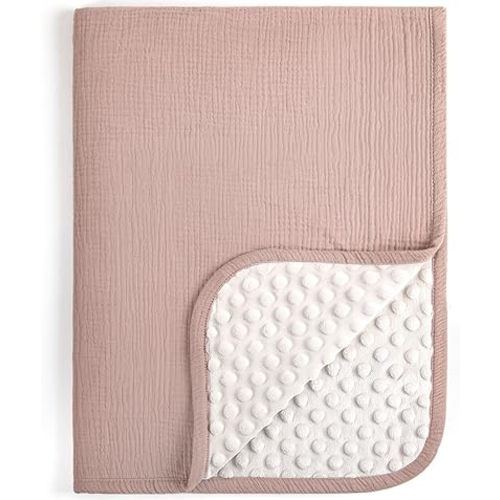 lulumoon Baby Blanket for Boys Girls: Muslin Cotton & Dotted Fleece Minky