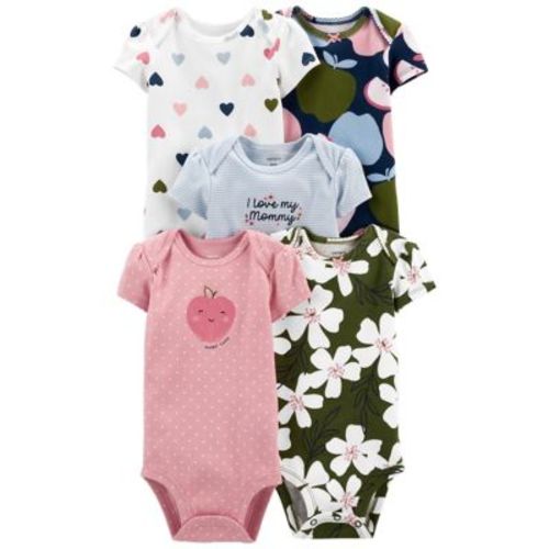carter's® Size 0-3M 5-Pack Short Sleeve Bodysuits in Gold - GOLD - 0-3 MONTHS