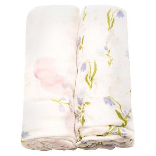 Little Unicorn Deluxe Cotton Muslin Blanket 2pk - Pink Peony
