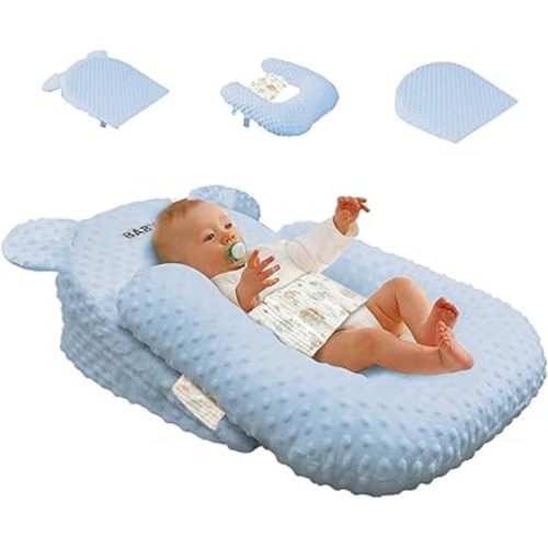 Baby Feeding Pillow Adjustable Newborn Nursing Pillow for Breastfeeding,Bottle Feeding Washable (Blue, One Size)