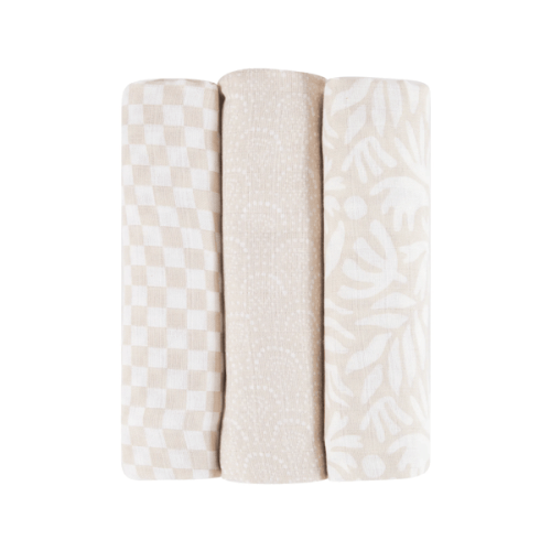Anko 3 Pack Organic Cotton Muslin Wraps- Boho