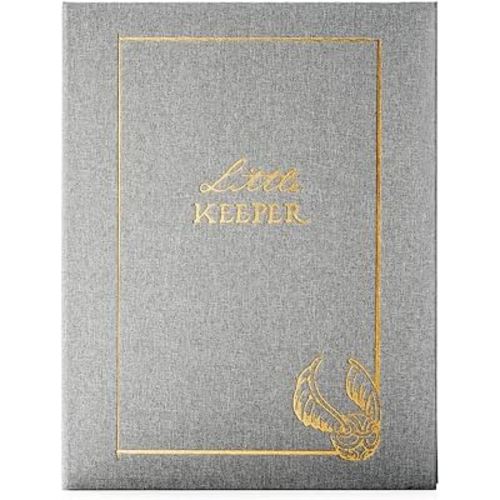Conquest Journals Harry Potter Little Keeper Baby Album, Capture Magical Memories, Baby Shower to Age 5, Grey Linen Cover, Lay Flat Spiral, 66-Guided Journal Pages, 9'' x 11.5'', Officially Licensed
