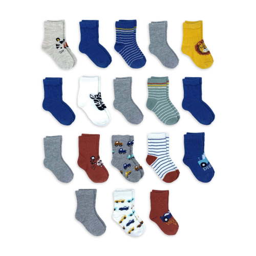 Wonder Nation Baby and Toddler Boys Crew Socks, 18-Pack, Sizes 0M-5T