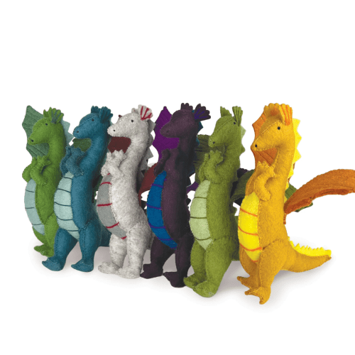SheepFarmFelt - Handmade Felt Dragon: Stuffed Animal Toy in Teal