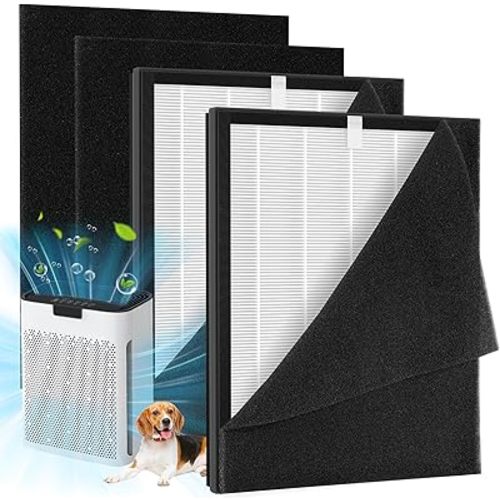 2 Pack KJ190L Filter Replacement Compatible with MOOKA KJ190L Air Purifier For Home Large Room 2000 Ft², 2 HEPA Filters and 4 Washable PreFilters Pet Air Purifier Filters for Bedroom