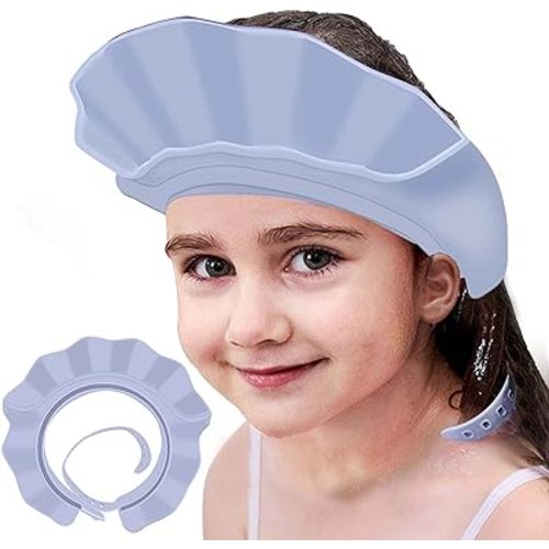 KOMIDK Baby Kids Shower Cap Shampoo Bath Bathing Hat Silicone Adjustable Washing Hair Shower Bathing Protection Shower Cap for Toddler, Baby, Kid, Children (Blue)