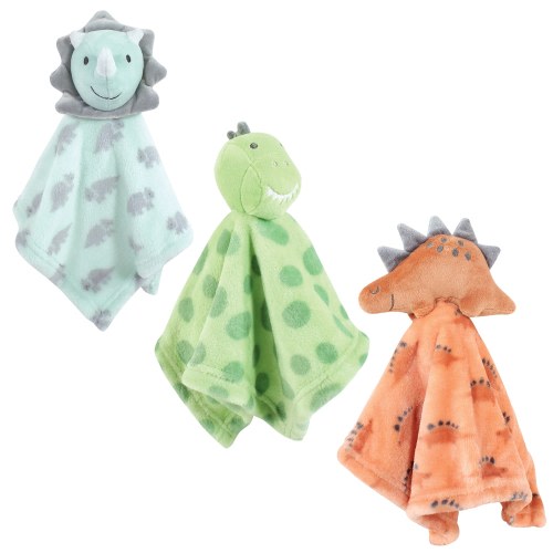 Hudson Baby Infant Boy Animal Face Security Blanket, Dino, One Size - Dino - One Size