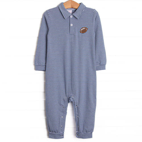 Friday Night Lights Embroidered Romper, Navy – Stitchy Fish