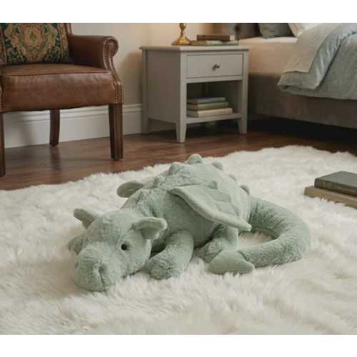 Jellycat Sage Green Dragon Plush, Soft Kawaii Stuffed Animal Toy, Nursery Decor