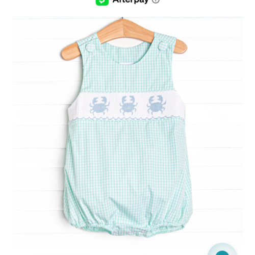 Shoreline Shuffle Smocked Boy Bubble, Mint – Stitchy Fish