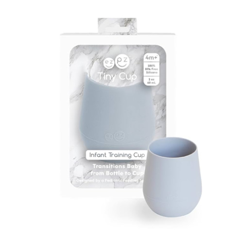 Amazon.com : ezpz Tiny Cup (Pewter) - 100% Silicone Training Cup for Infants - 4 months + - Designed by a Pediatric Feeding Specialist - Baby