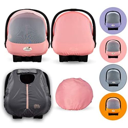 Cozy Combo Pack (Pink Grapefruit) – Sun & Bug Cover Plus a Lightweight Warm Weather Cozy Cover - Trusted by Over 6 Million Moms Worldwide – Protects Your Baby from Mosquitos, Insects, The Sun, Wind