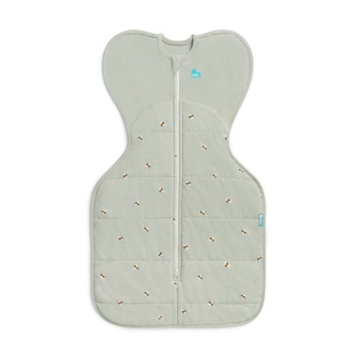 Small Love to Dream Swaddle Up Warm - Cotton 2.5 TOG Olive Bees - Small: Two-Way Zipper, Breathable Fabric, Inverted Zipper