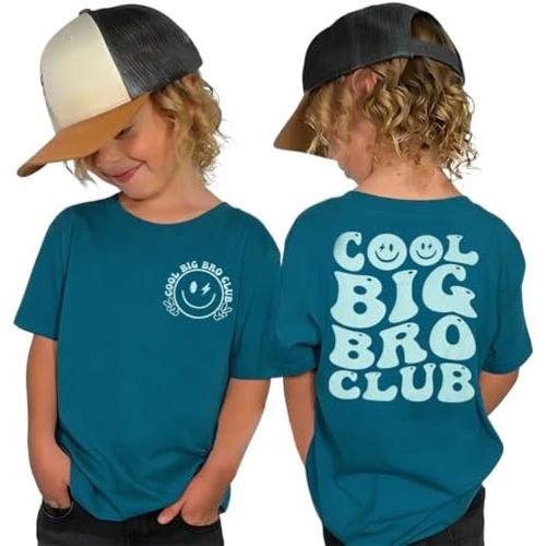 Big Brother Shirt Toddler Boys Cool Big Bro Club Tshirt Sibling Reveal Promoted to Big Brother Gift for Toddler Boy