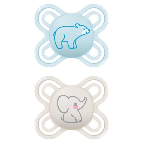 MAM Perfect Baby Pacifier, Patented Nipple, Developed with Pediatric Dentists & Orthodontists, 2 Pack, 0-3 Months, Boy