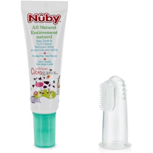 Nuby Citroganix Infant Toothpaste with Silicone Finger Brush, Clear