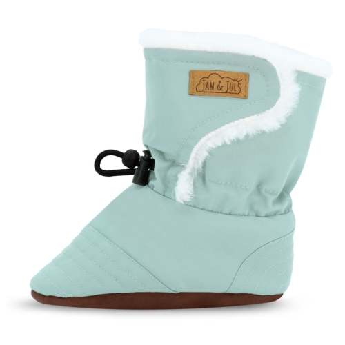 Baby Stay-Put Winter Booties | Dusty Mint Soft Soles | Jan & Jul