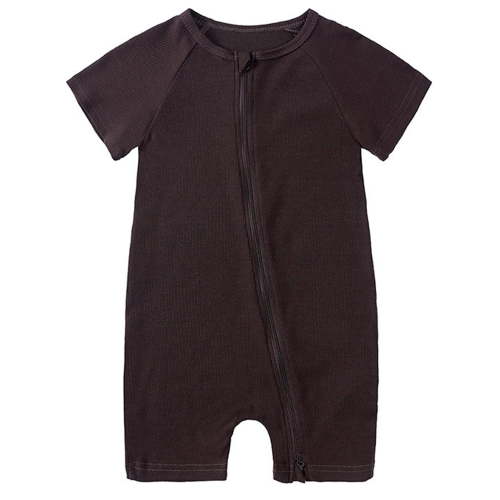 WIBACKER 3M-3T Baby Boys Ribbed Bamboo Viscose Short Pajamas, 2 Way Zipper One-Piece Short Sleeve Sleepers