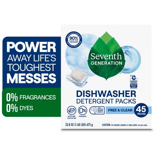 Seventh Generation Dishwasher Detergent Pods, Free & Clear, 45 Count