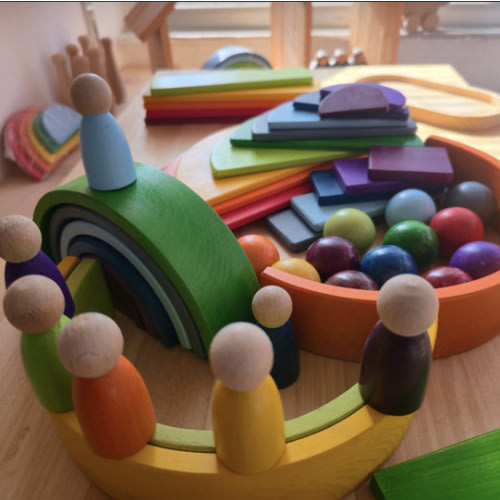Wooden Rainbow Stacker – Grimms Style Montessori Toy | Educational Gift for Toddlers | 1 Year Old Wooden Toy Set - Etsy