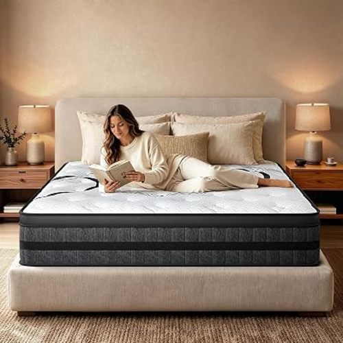 King Size Mattress,14 Inch King Mattress Medium Firm - Hybrid with Memory Foam & Pocket Springs Motion Isolation, Fiberglass Free CertiPUR-US & Oeko-TEX Certified 360-Night Trial