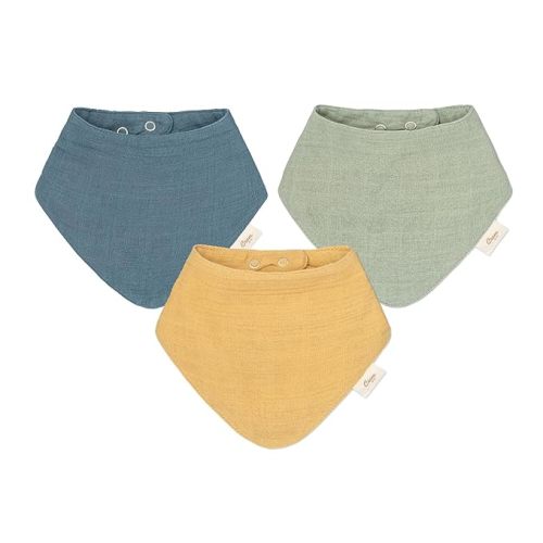 Crane Baby Soft Muslin Baby Bib Set, Adjustable and Absorbent Bandana Style Bibs for Boys and Girls, River, 3 Piece, 18.5” x 9”