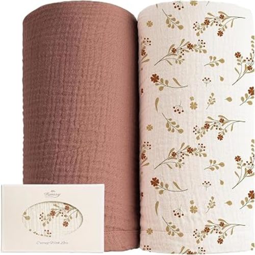 Konssy Muslin Swaddle Blankets, 100% Cotton Receiving Blankets, 47"x 47"
