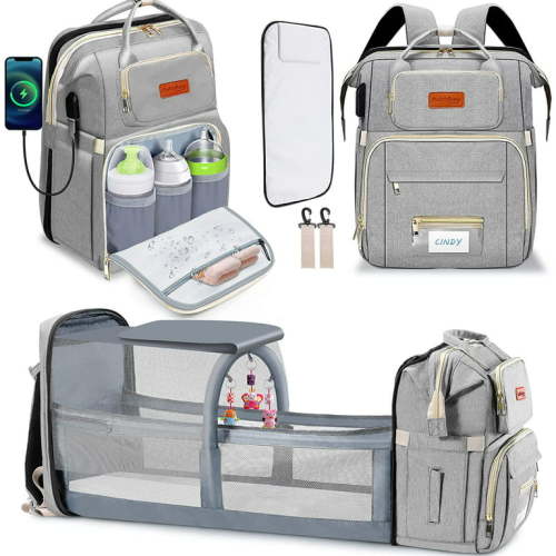 Camp With Pro Waterproof Changing Station Backpack Diaper Bag, Solid Print