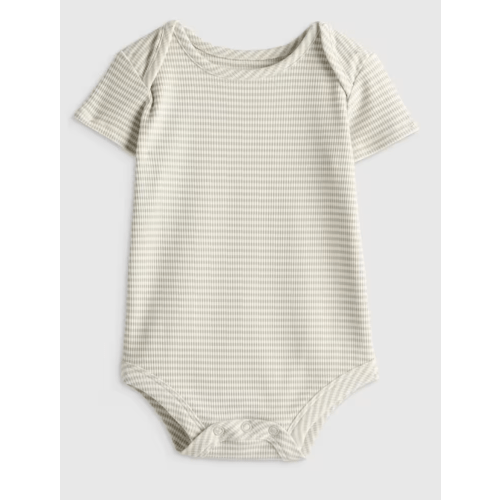 Quince - Softest Rib Short Sleeve Bodysuit - Grey Stripe