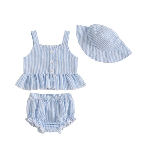 Striped Button Peplum Set