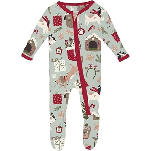 KicKee Zip-Up Footie for Babies & Toddlers – Viscose from Bamboo Sleepwear with Built-In Hand Covers and Grippy Feet