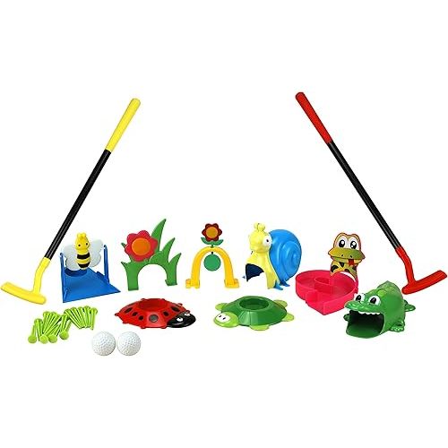 Children Golf Set, w/Golf Clubs, Practice Holes, Floral/Animal Obstacles, Golf Balls