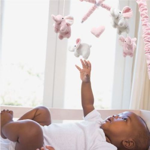 The Peanutshell Pink Elephant Musical Baby Crib Mobile for Girls