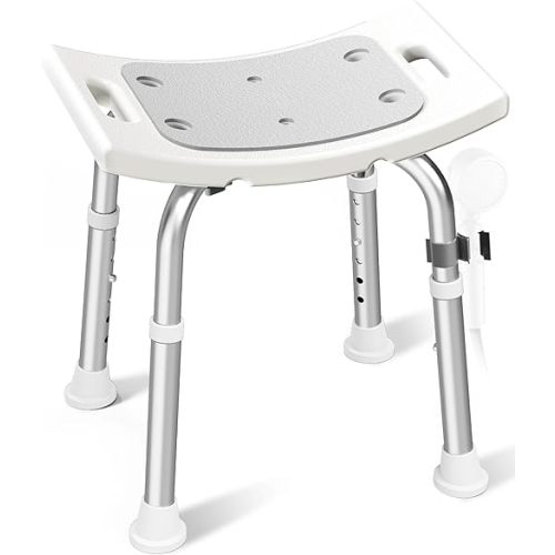 HOMLAND Shower Chair for Inside Shower, 400 lbs Adjustable Shower Stool with Suction Feet, Shower Seat for Inside Tub Bathroom Bench Bath Chair for Elderly and Disabled - Light Gray